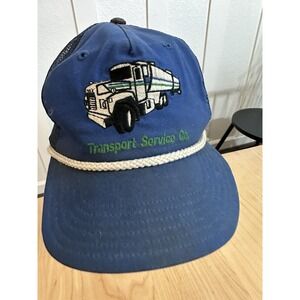 Vintage 80's Transport Service Co Semi Trucker Snapback Baseball Hat Cap USA